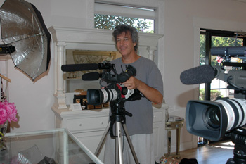 Ray Gordon filming video on location